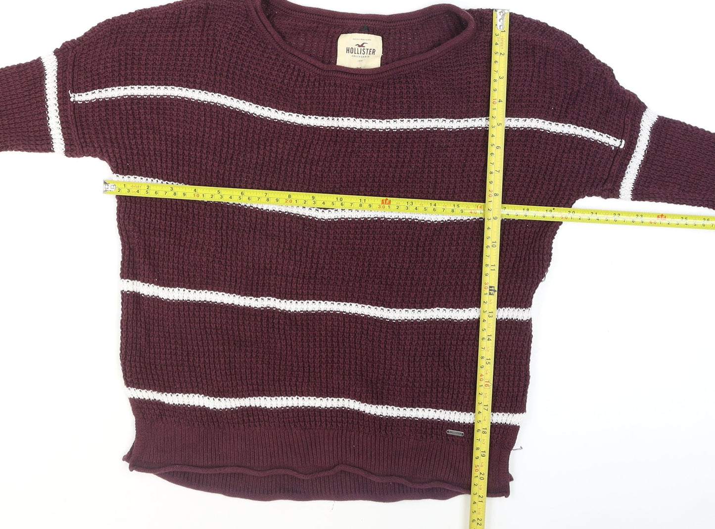 Hollister Women’s Purple Striped Chunky Knit Jumper XS