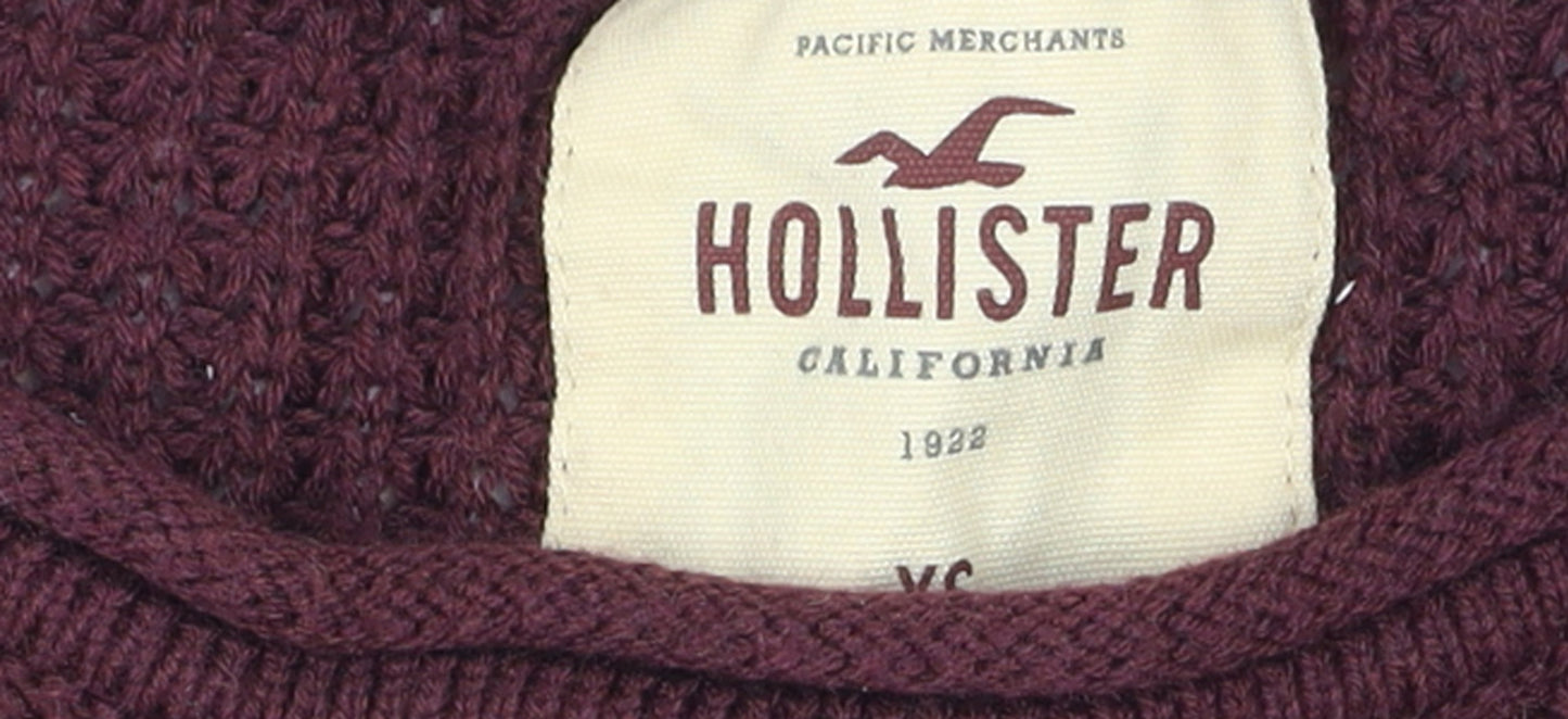 Hollister Women’s Purple Striped Chunky Knit Jumper XS