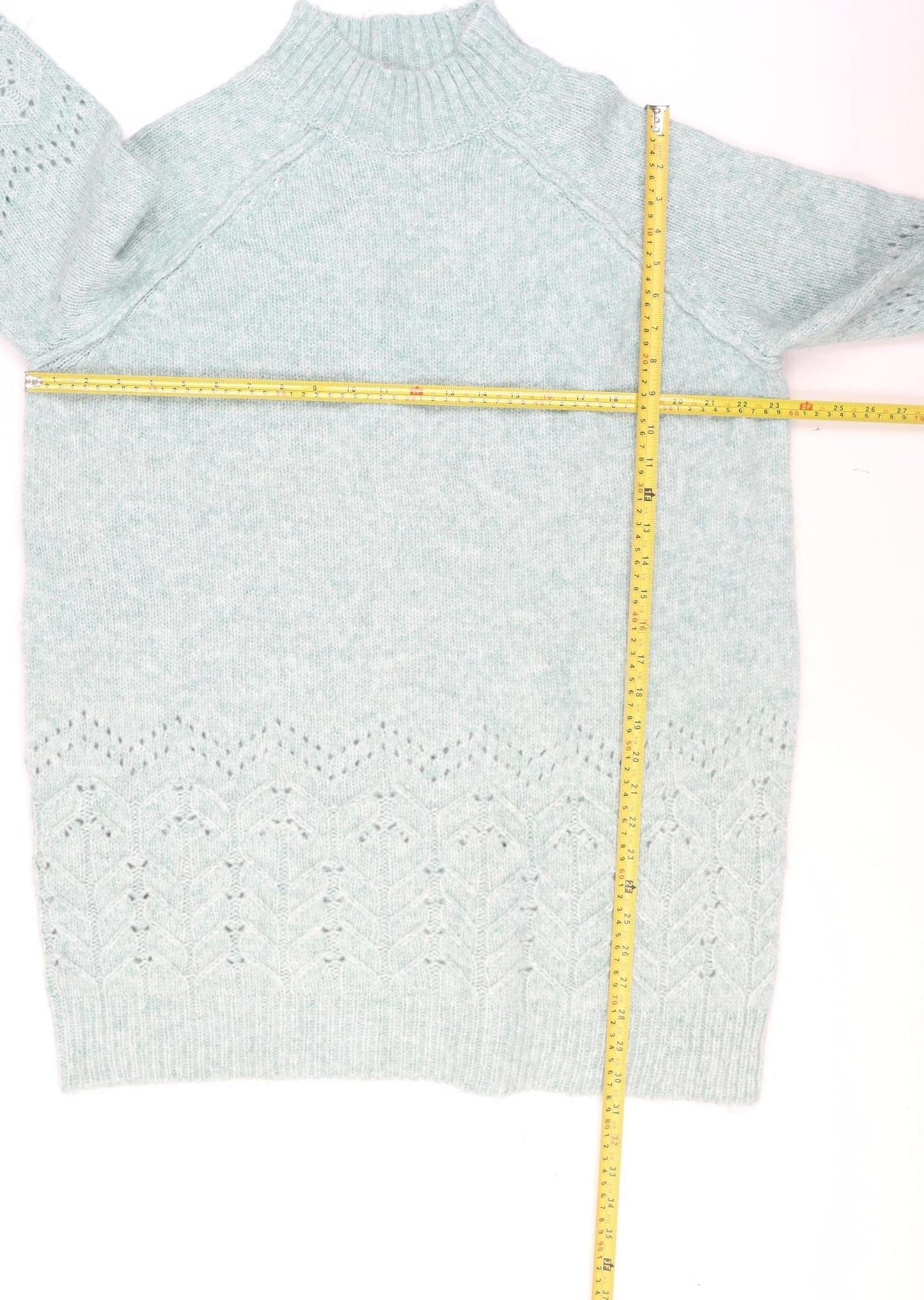 M&Co Women’s Green Mock Neck Balloon Sleeve Knit Jumper Size 18