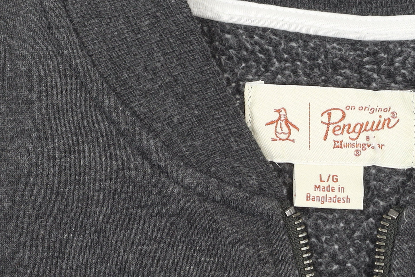Original Penguin Men’s Grey Full Zip Sweatshirt L Regular Fit