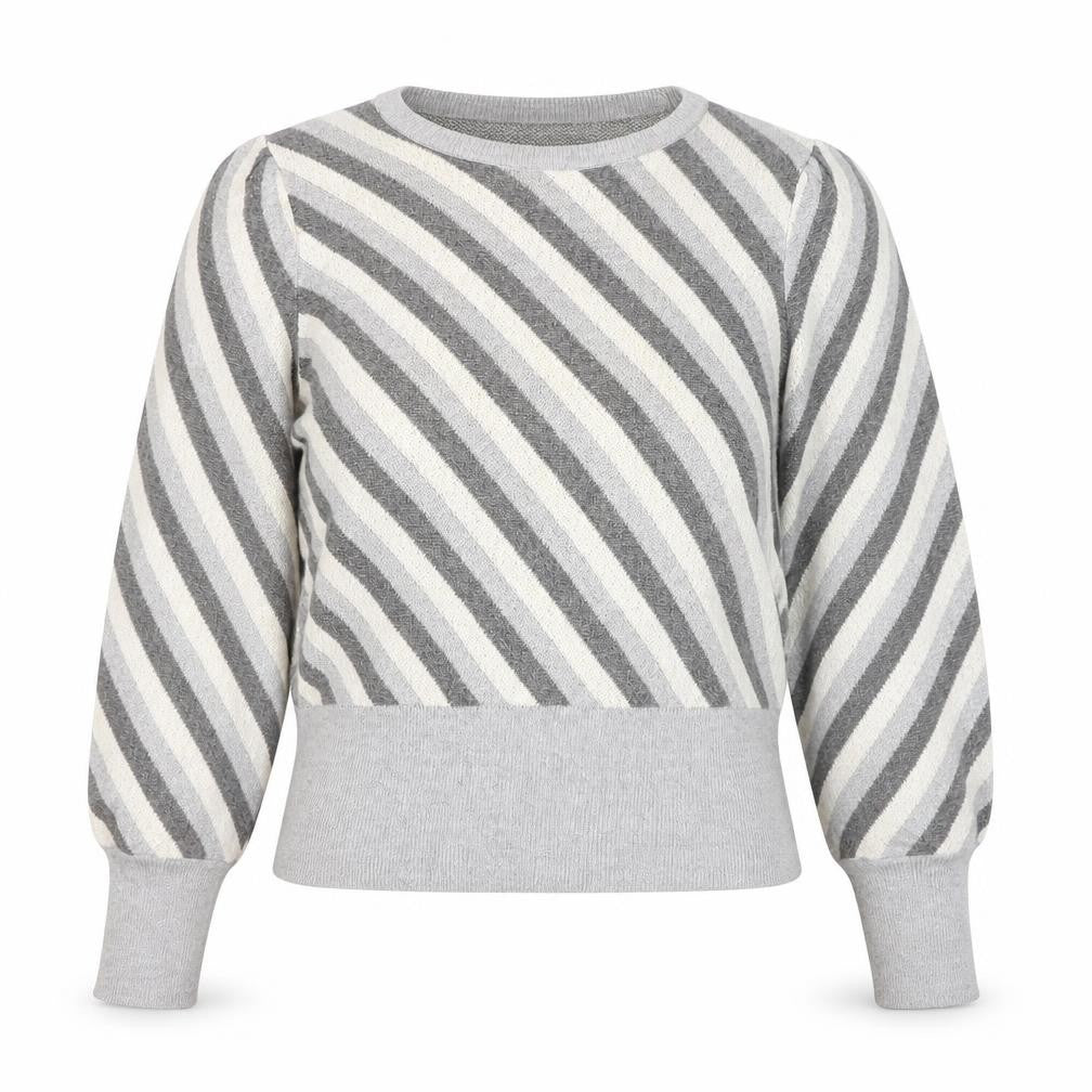 Marks & Spencer Women’s Grey Striped Knit Pullover Jumper Size 12