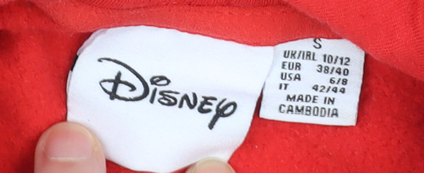 Disney Womens Red Hoodie Small 10/12 Pullover Graphic Mickey Hands Heart