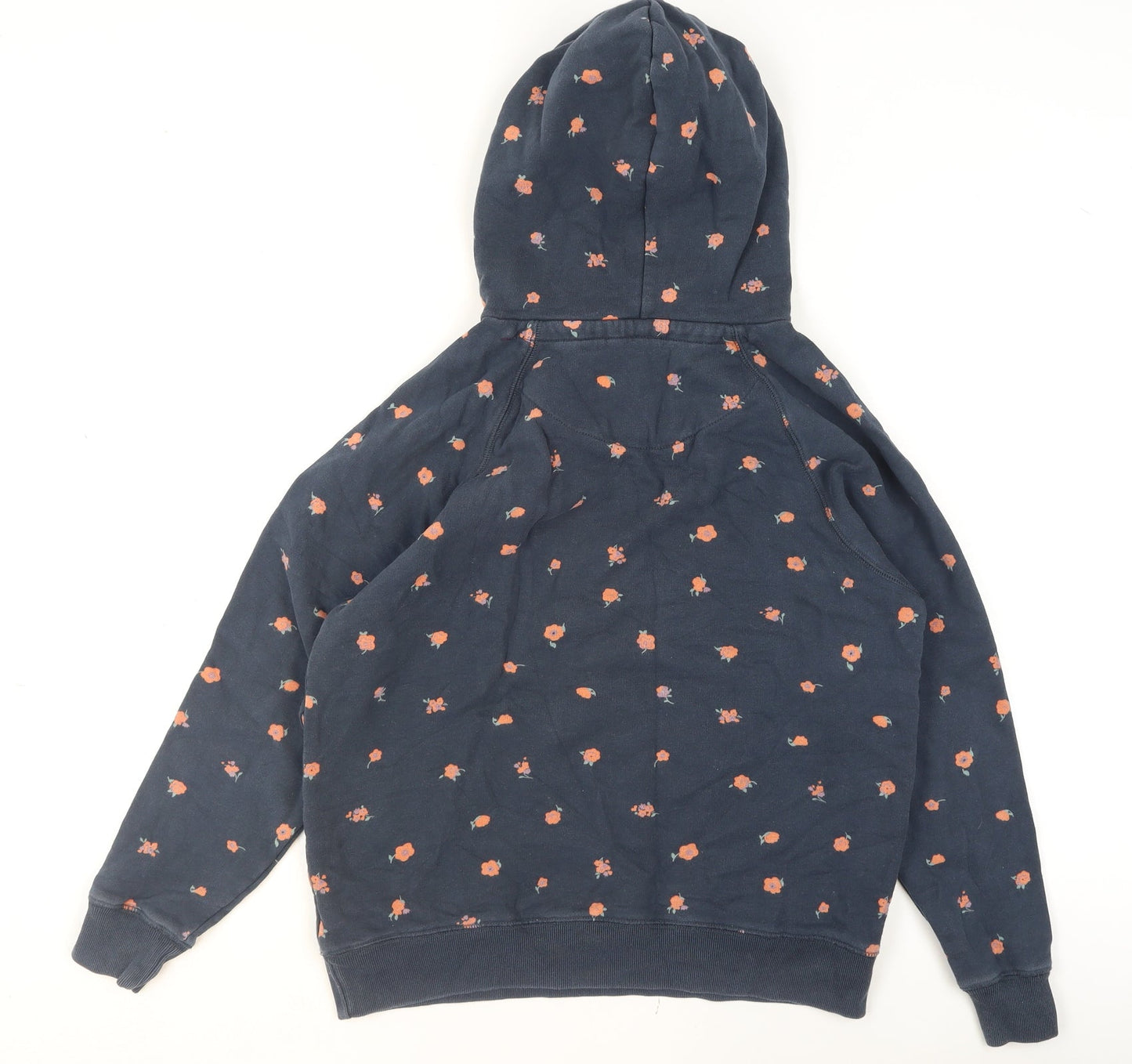 Jack Wills Womens Navy Floral Pullover Hoodie UK 10 Cotton Casual