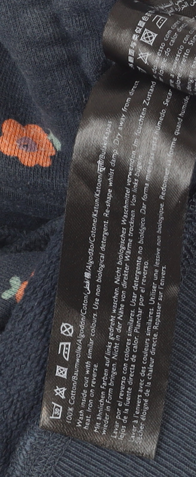 Jack Wills Womens Navy Floral Pullover Hoodie UK 10 Cotton Casual
