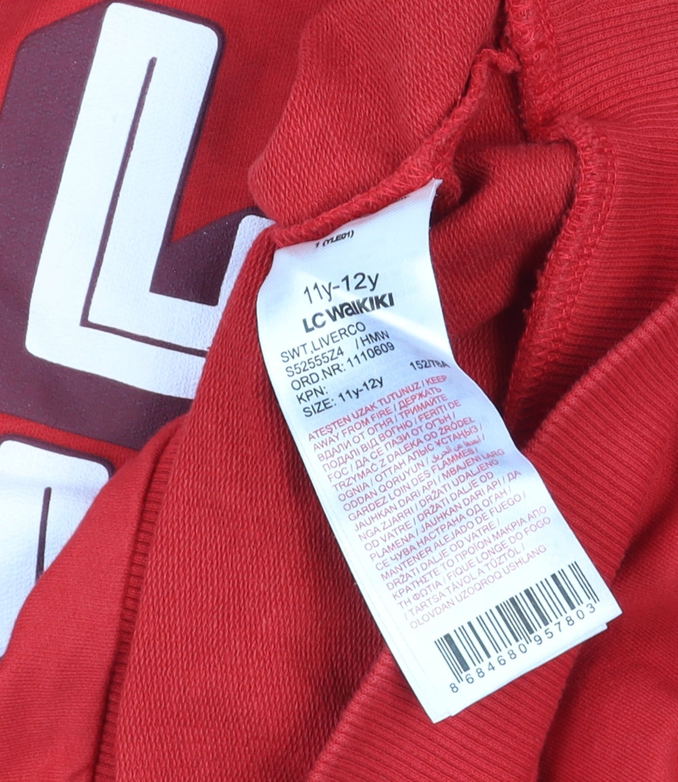 LC Waikiki Boys Red L.F.C. Pullover Hoodie 11-12 Years Football Logo