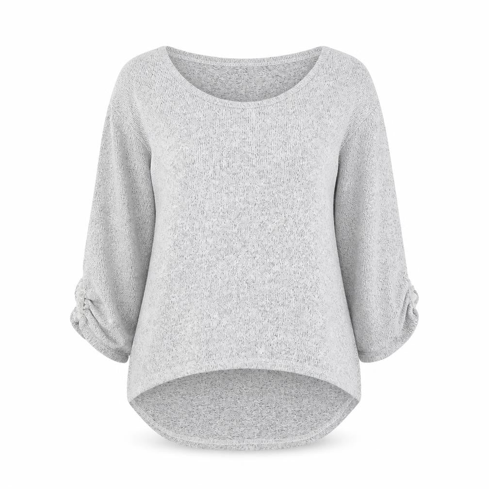 COIN 1804 Women's Grey Lace Detail Knit Pullover Jumper Size M