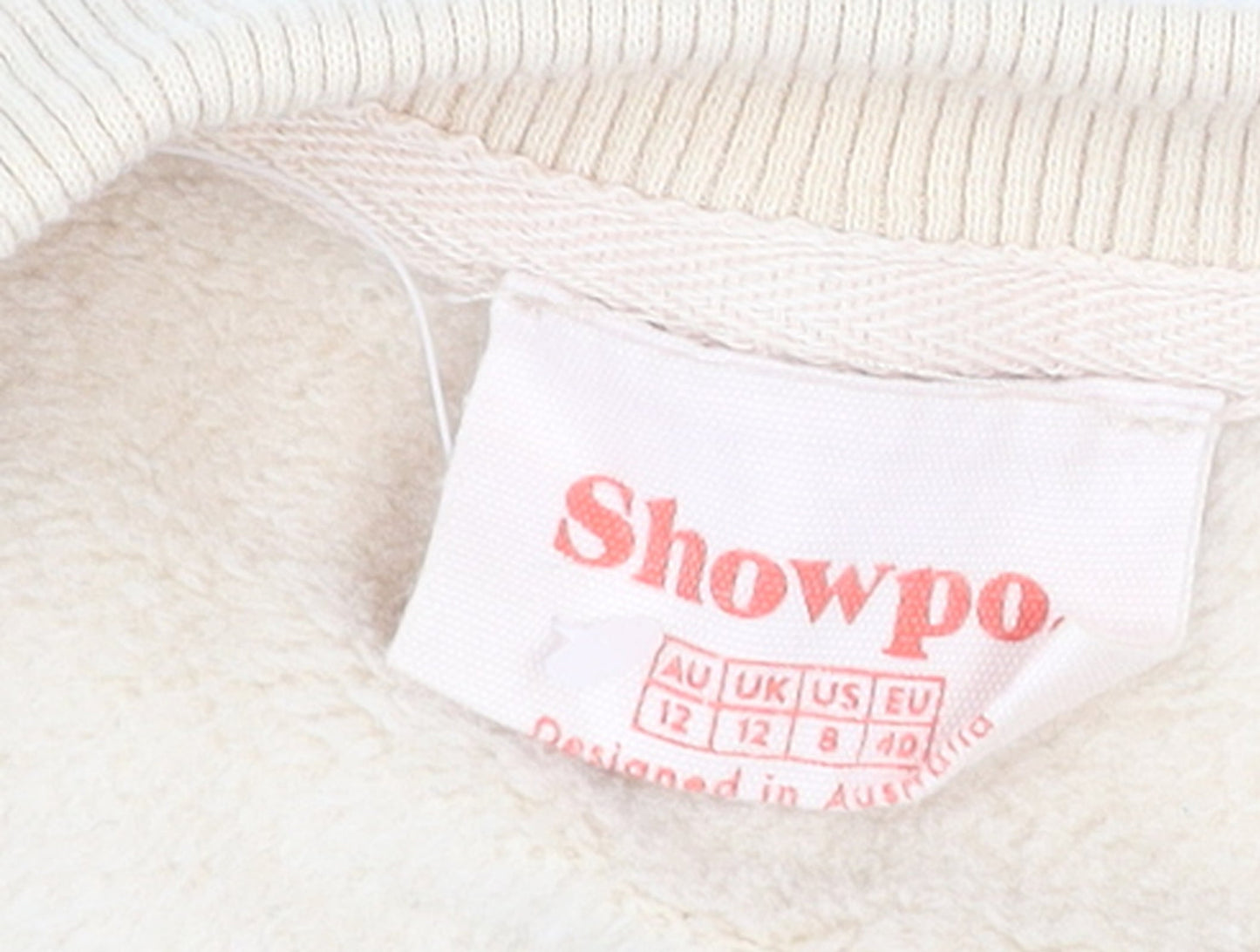 Showpo Women Beige Pullover Sweatshirt Size 12 Cotton Blend
