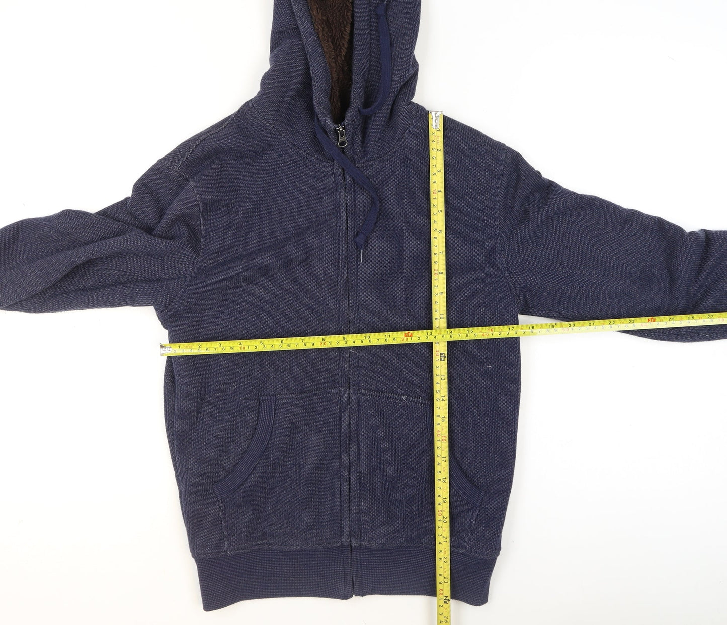 Uniqlo Men's Blue Full Zip Hoodie Size S Lined Knit