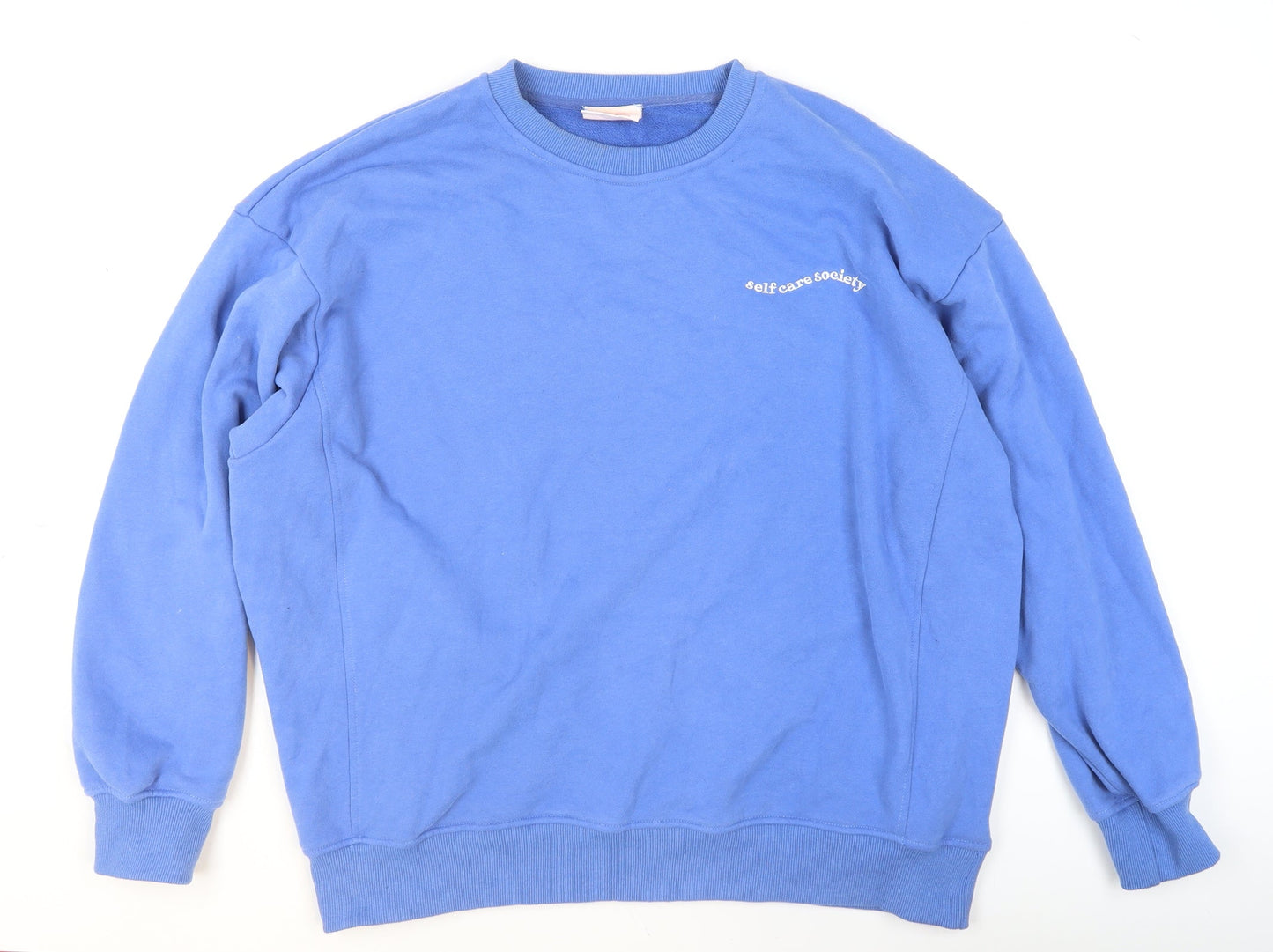 Showpo Blue Crew Neck Logo Sweatshirt Womens L Fleece Pullover