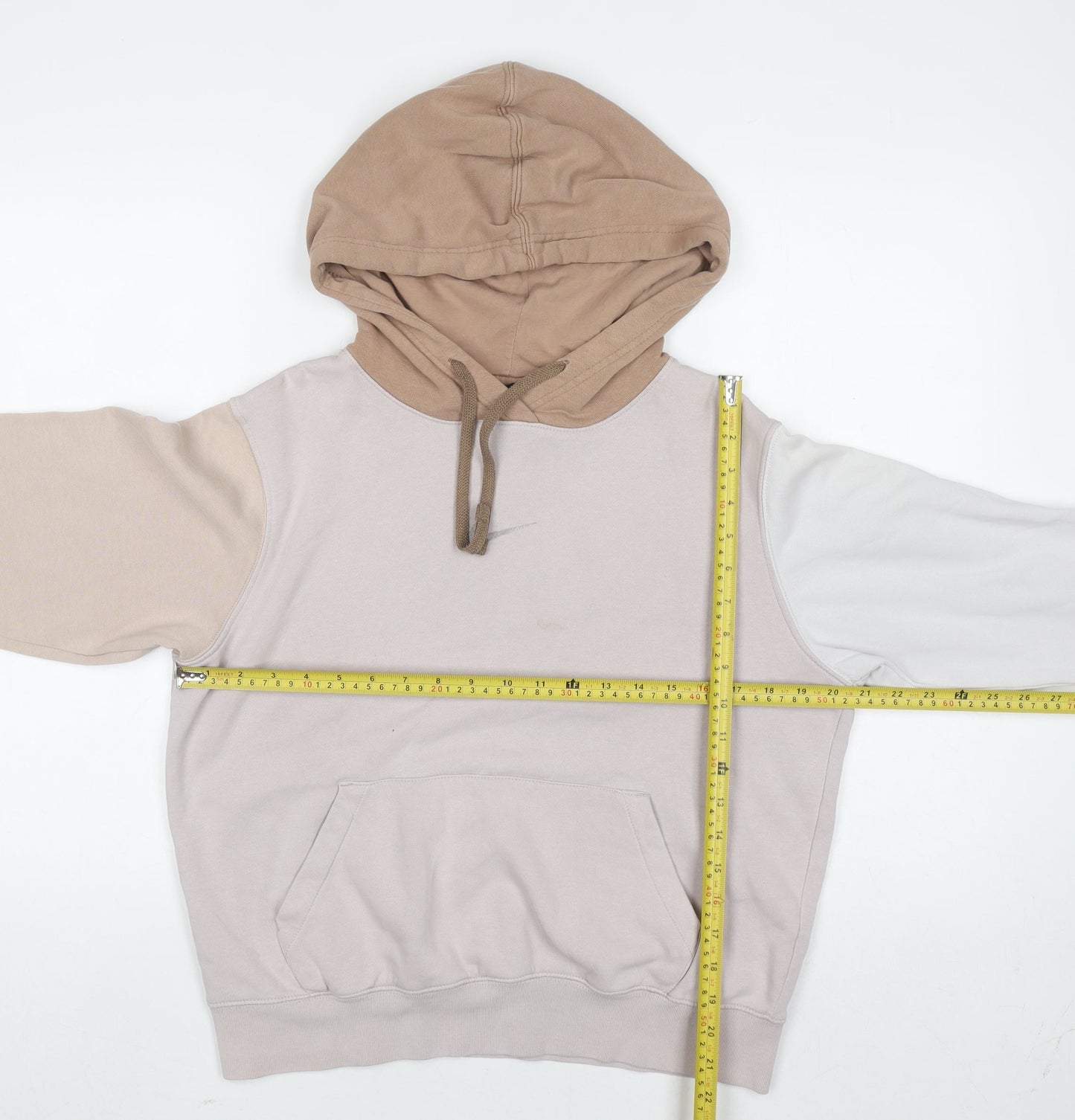 Nike Womens XS Beige Colourblock Pullover Hoodie