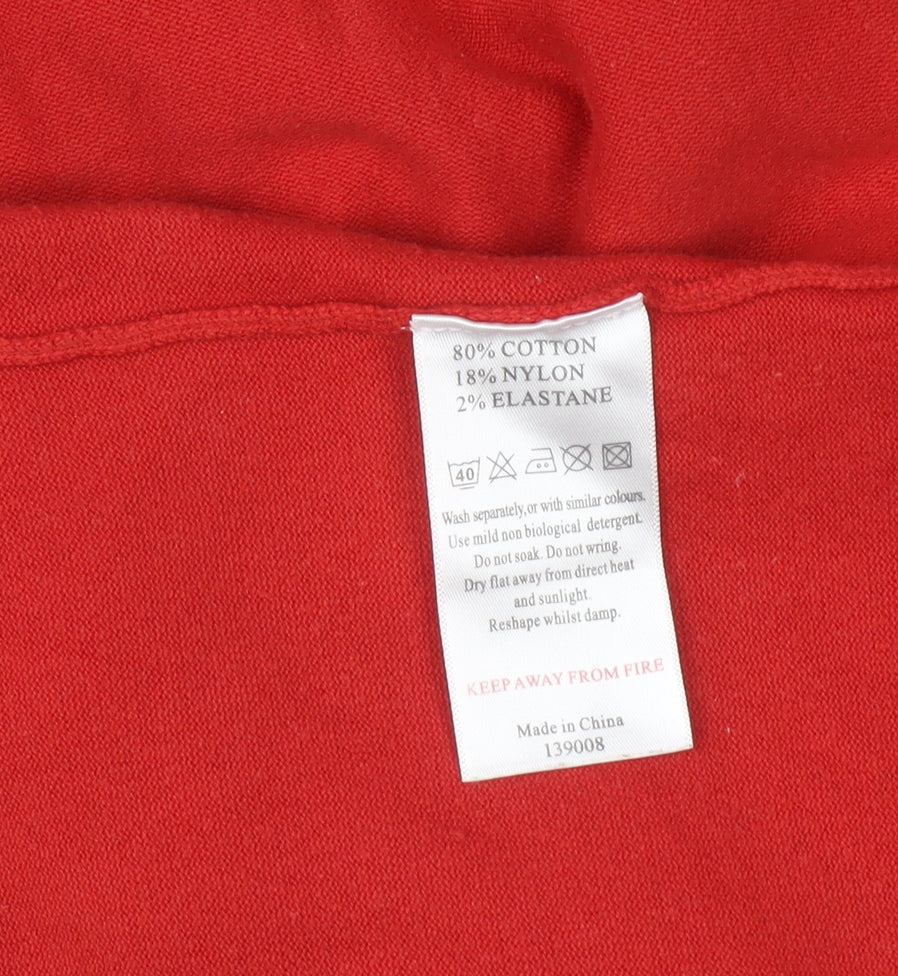 Monsoon Women Red V-Neck Cotton Blend Pullover Jumper XL