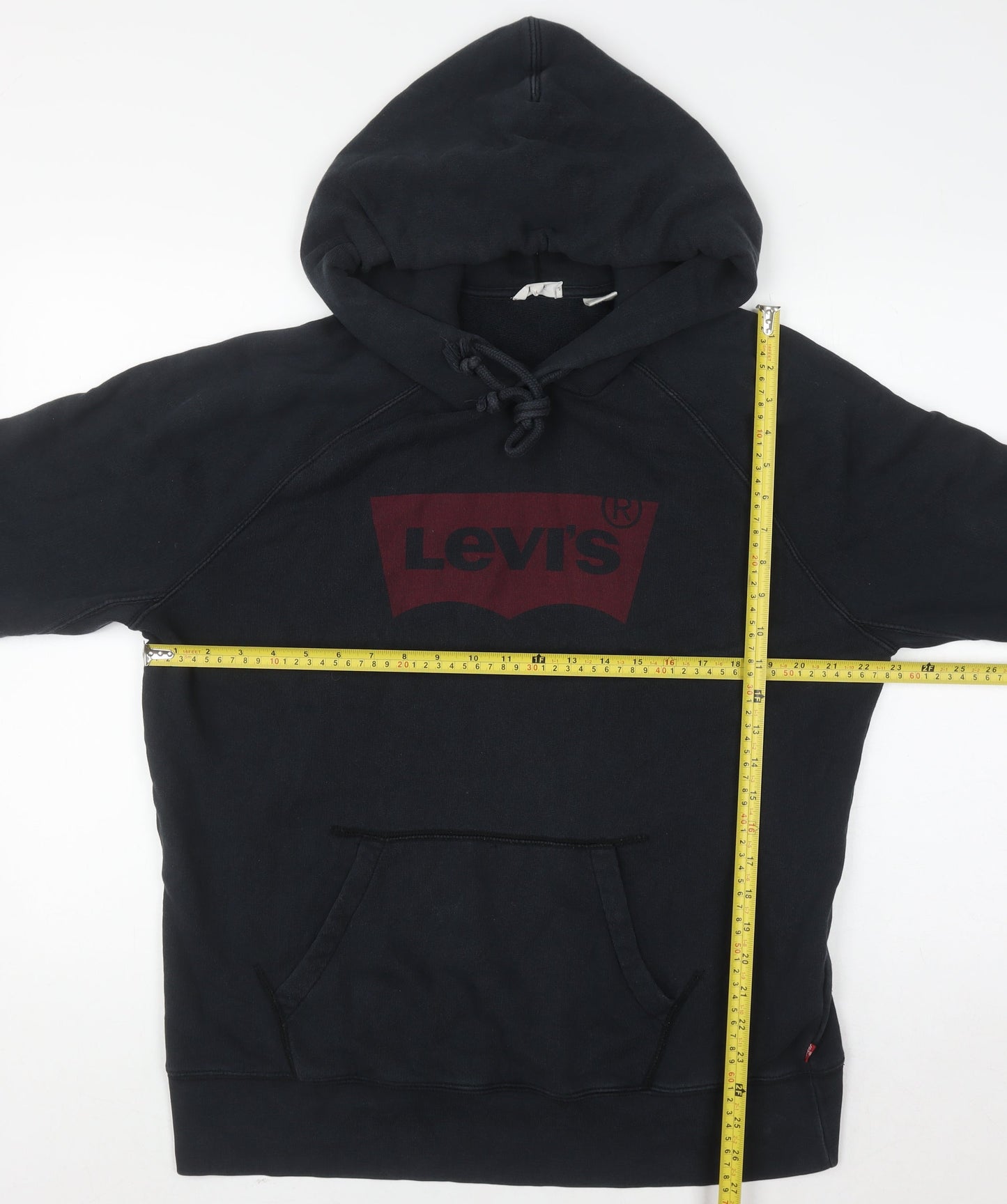 Levi's Men's Black Pullover Hoodie L Logo Graphic Cotton Sweatshirt