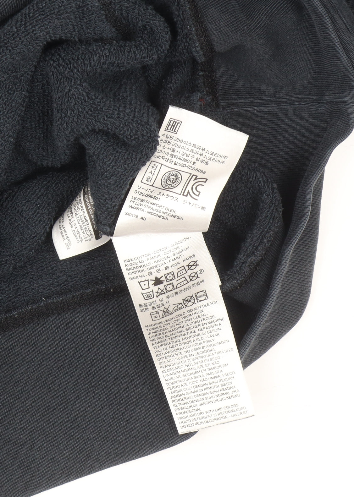 Levi's Men's Black Pullover Hoodie L Logo Graphic Cotton Sweatshirt