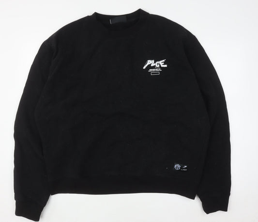 PLCE Men's Black 2XL Cotton Crew Neck Pull On Sweatshirt
