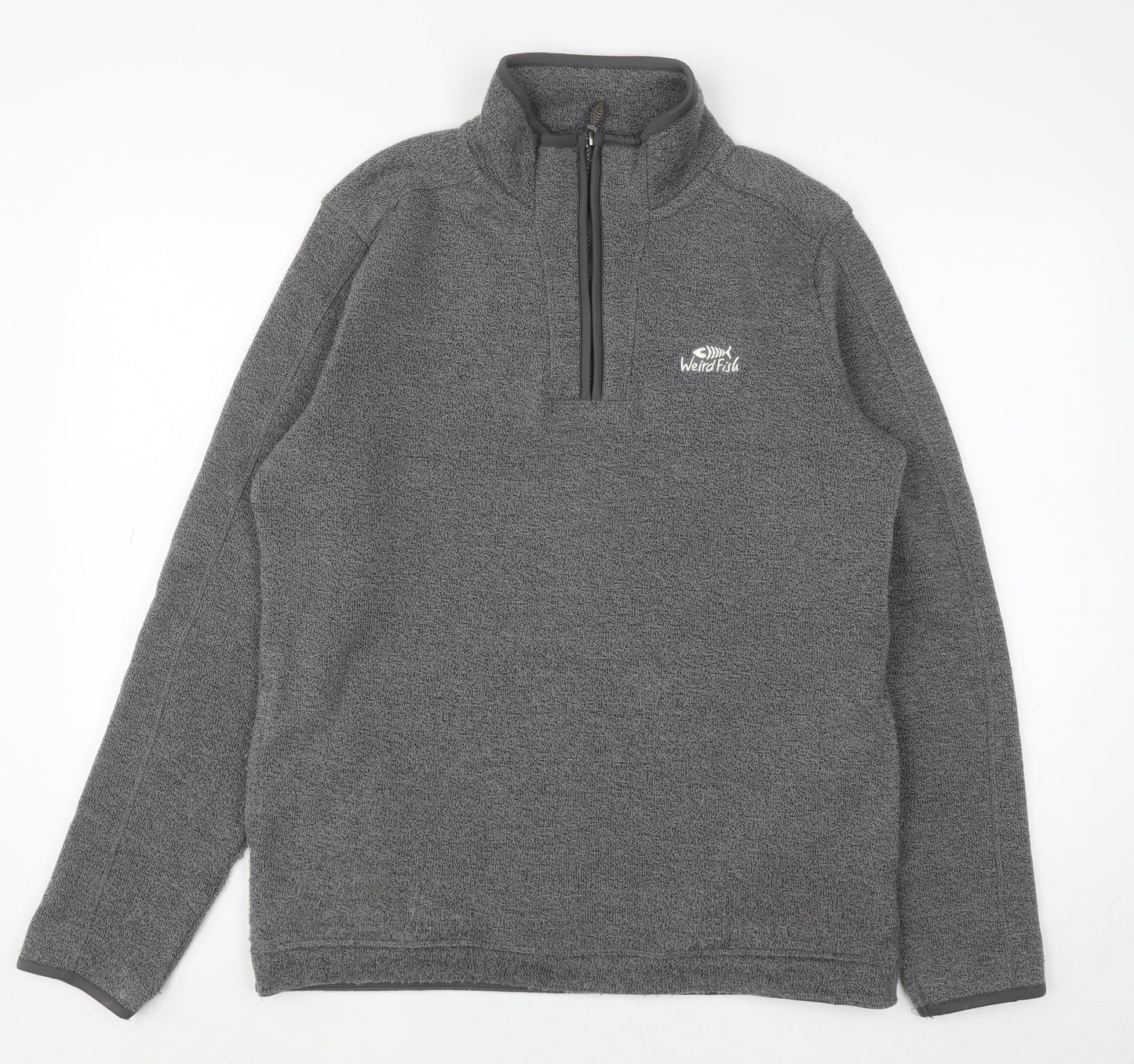 Weird Fish Men's Grey Fleece 1/4 Zip Pullover Sweatshirt M