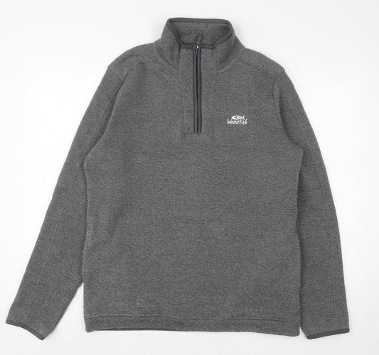 Weird Fish Men's Grey Fleece 1/4 Zip Pullover Sweatshirt M