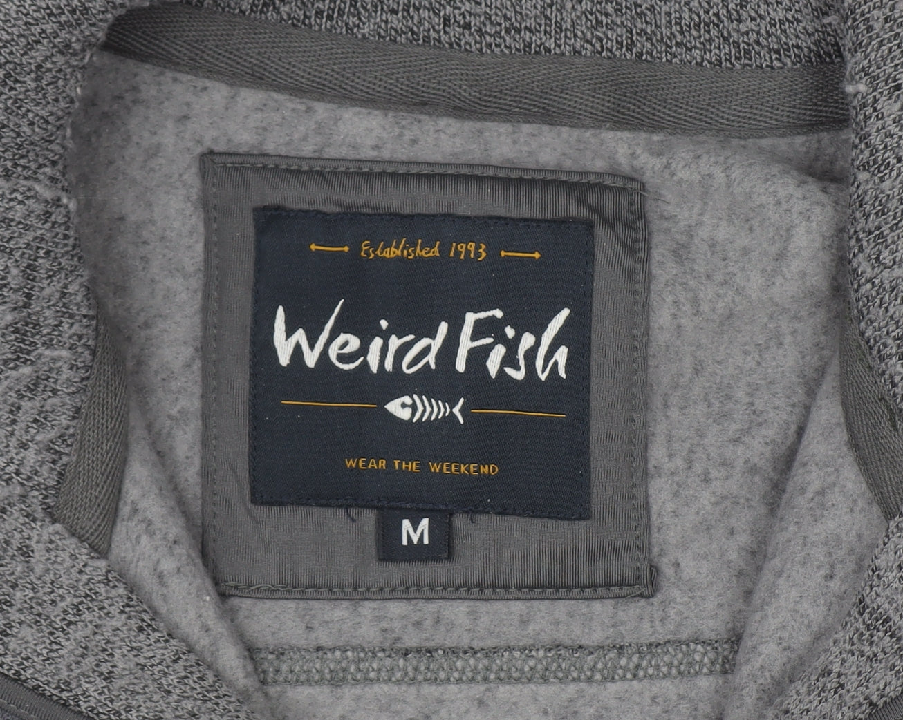 Weird Fish Men's Grey Fleece 1/4 Zip Pullover Sweatshirt M