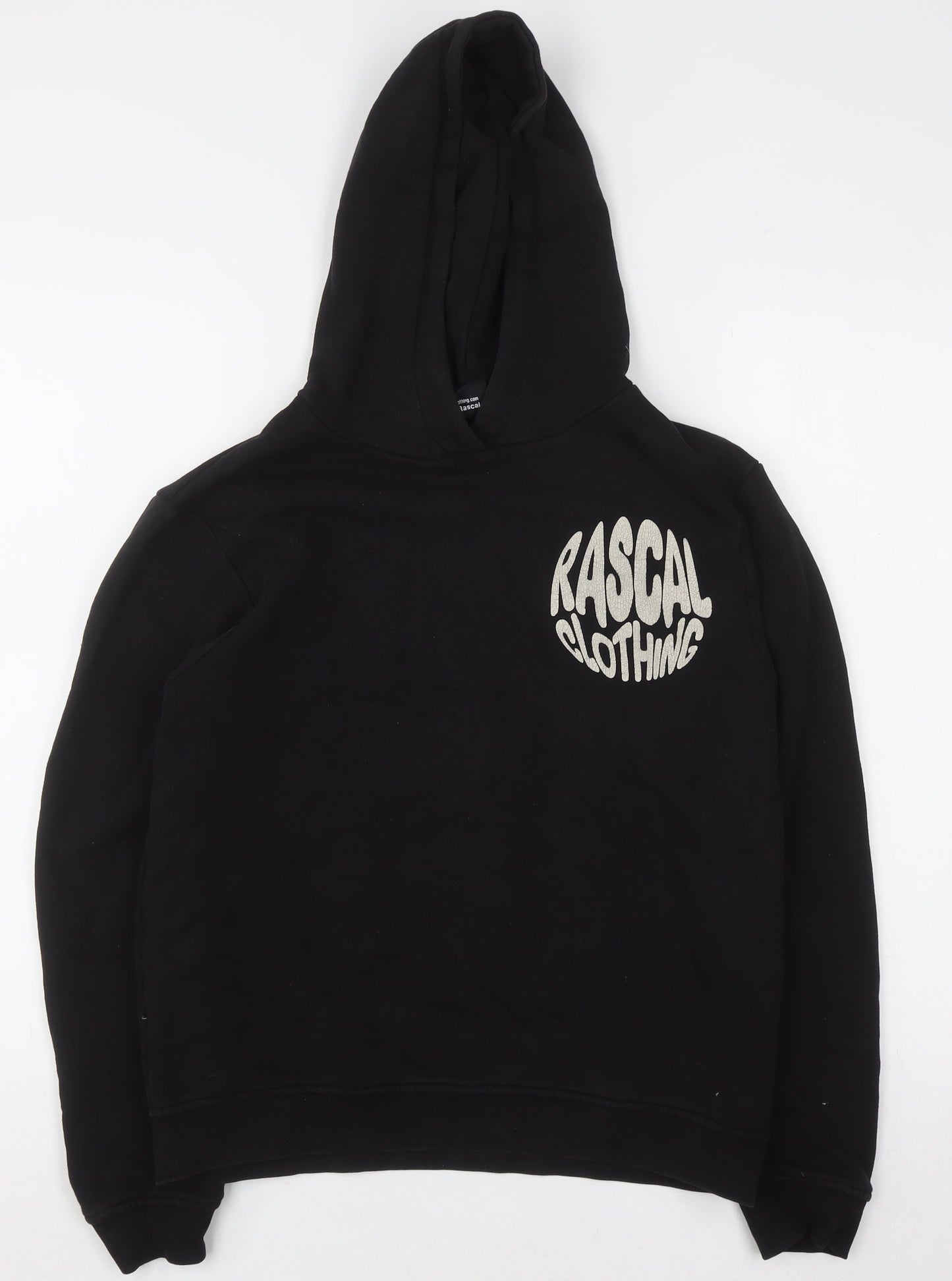 Rascal Boys Black Pullover Hoodie 13-14 Years Logo Graphic Hooded Sweatshirt