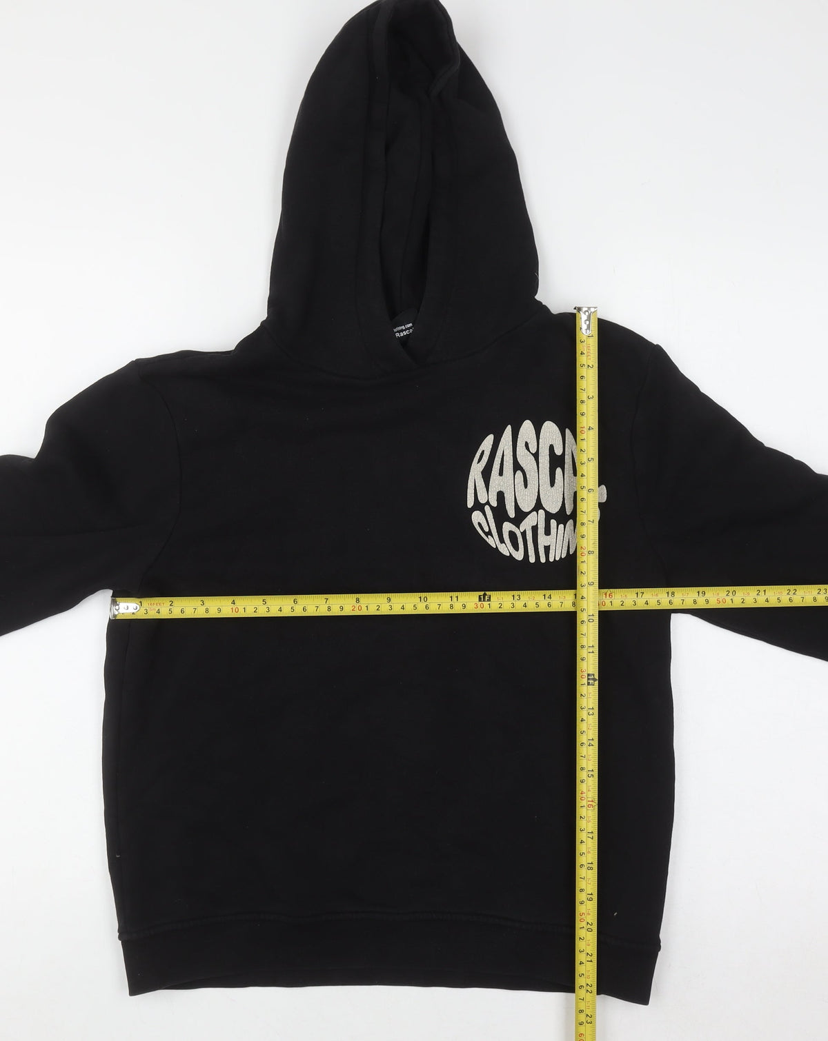 Rascal Boys Black Pullover Hoodie 13-14 Years Logo Graphic Hooded Sweatshirt