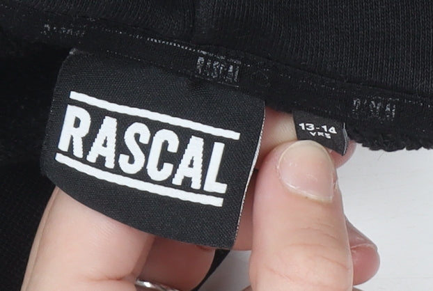 Rascal Boys Black Pullover Hoodie 13-14 Years Logo Graphic Hooded Sweatshirt