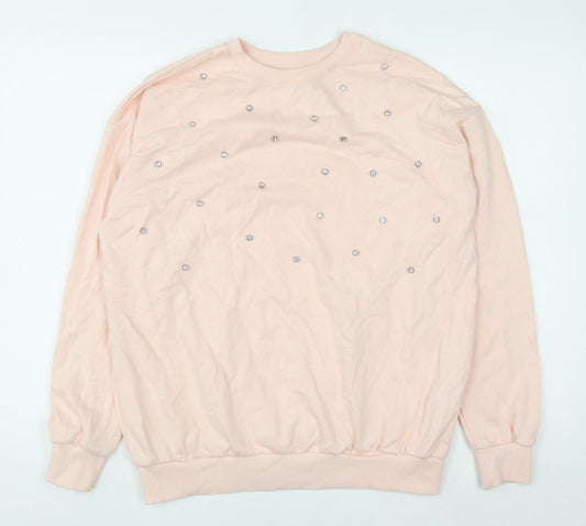 River Island Womens Pink Embellished Pullover Sweatshirt XS