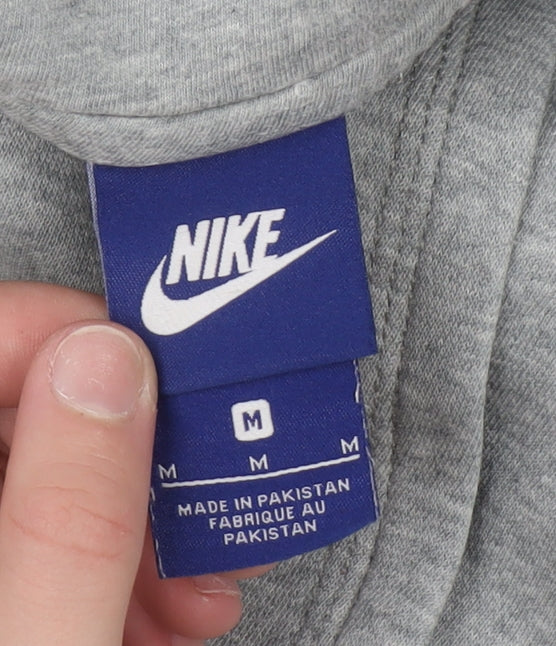 Nike Men's Grey Pullover Hoodie M Regular Fit Sports Sweatshirt