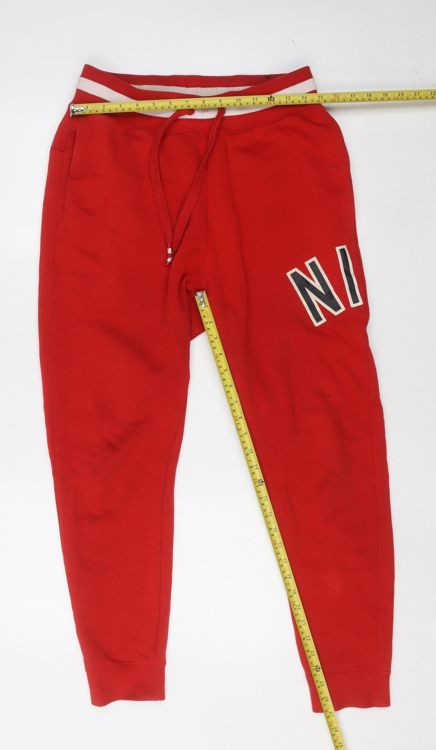 Nike Men Red Fleece Jogger Trousers Size S Regular Fit