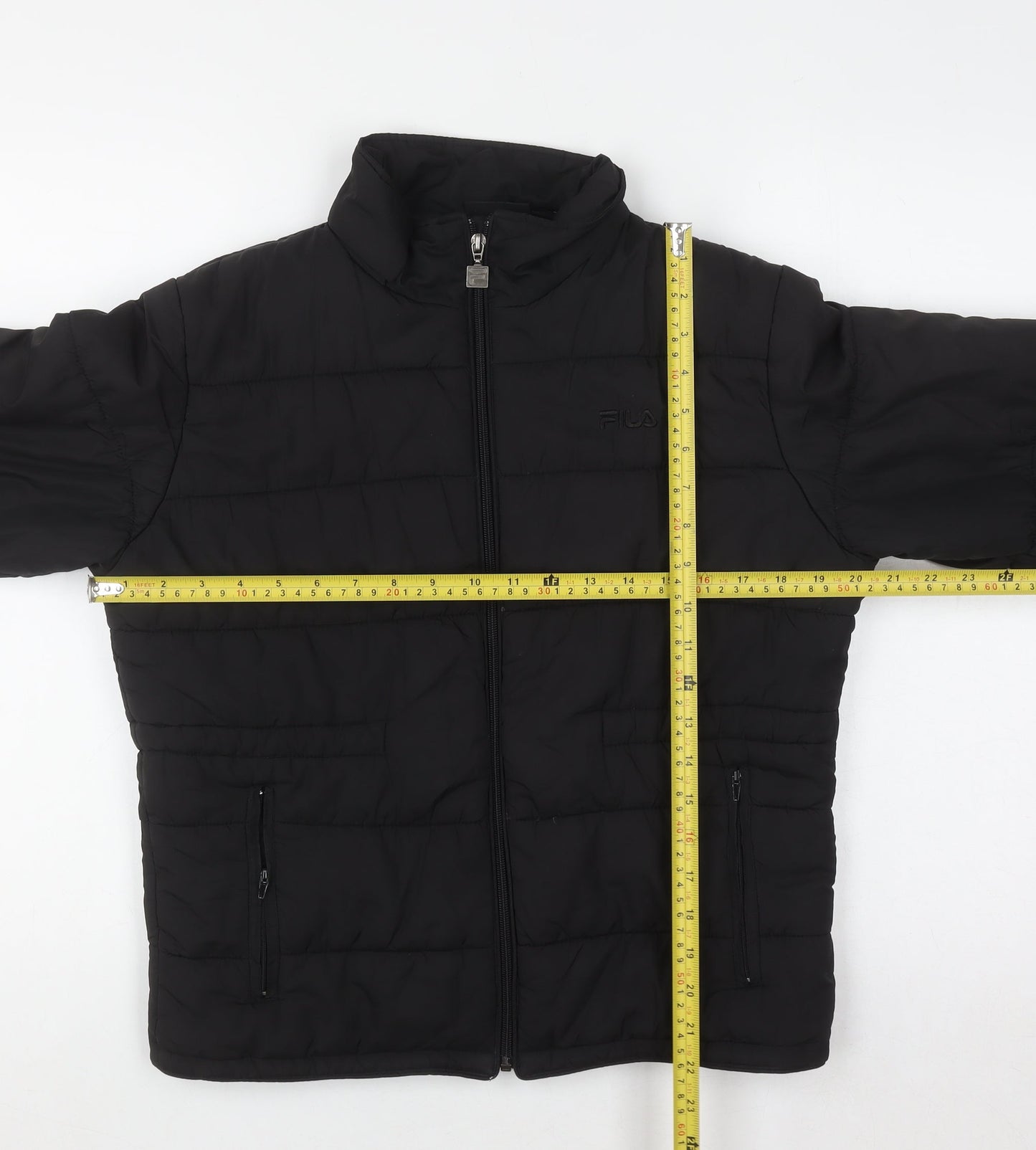 FILA Mens Black Puffer Jacket M Lightweight Quilted Zip Coat