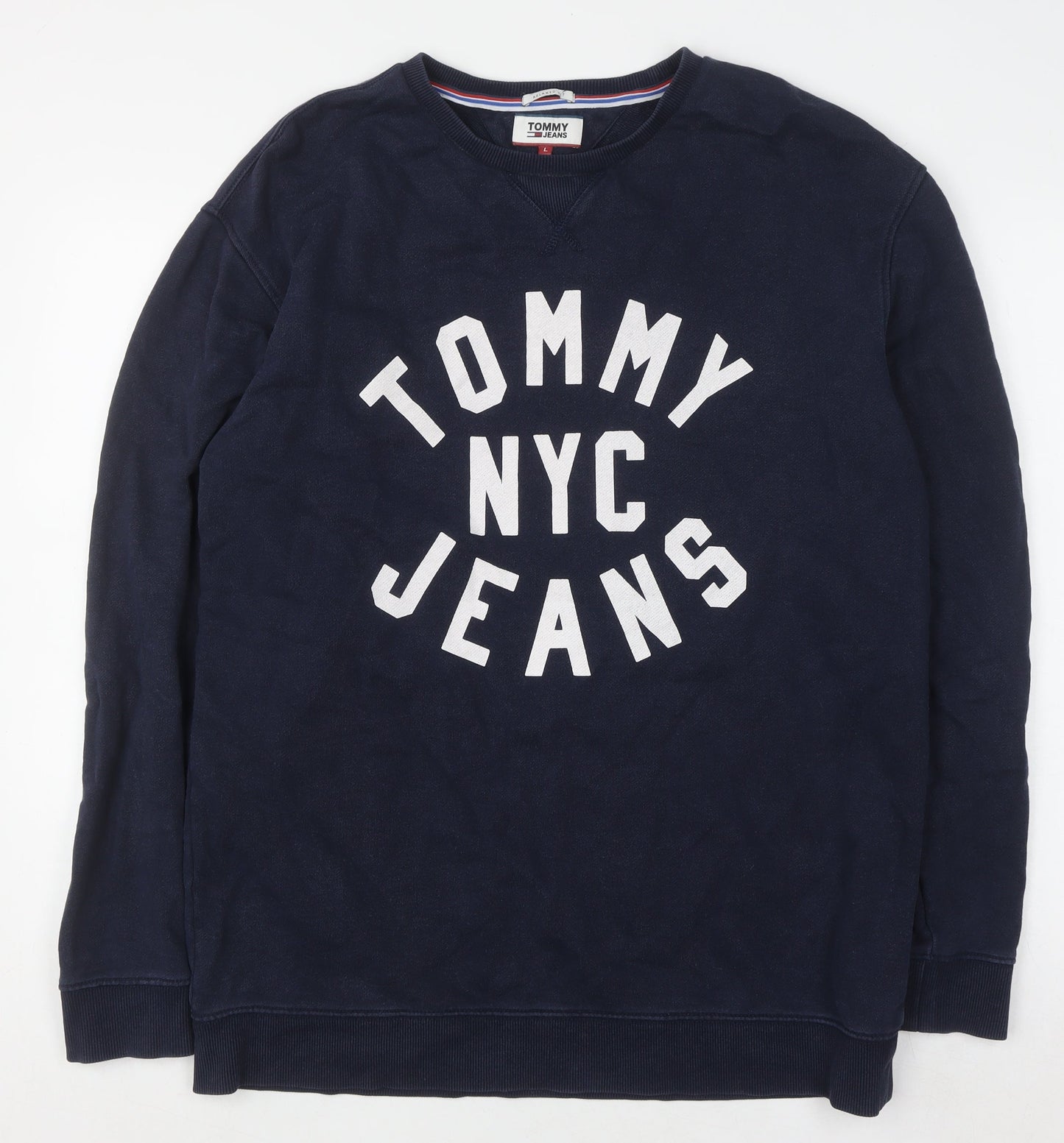 Tommy Jeans Men's Blue Relaxed Fit Crew Neck Sweatshirt L