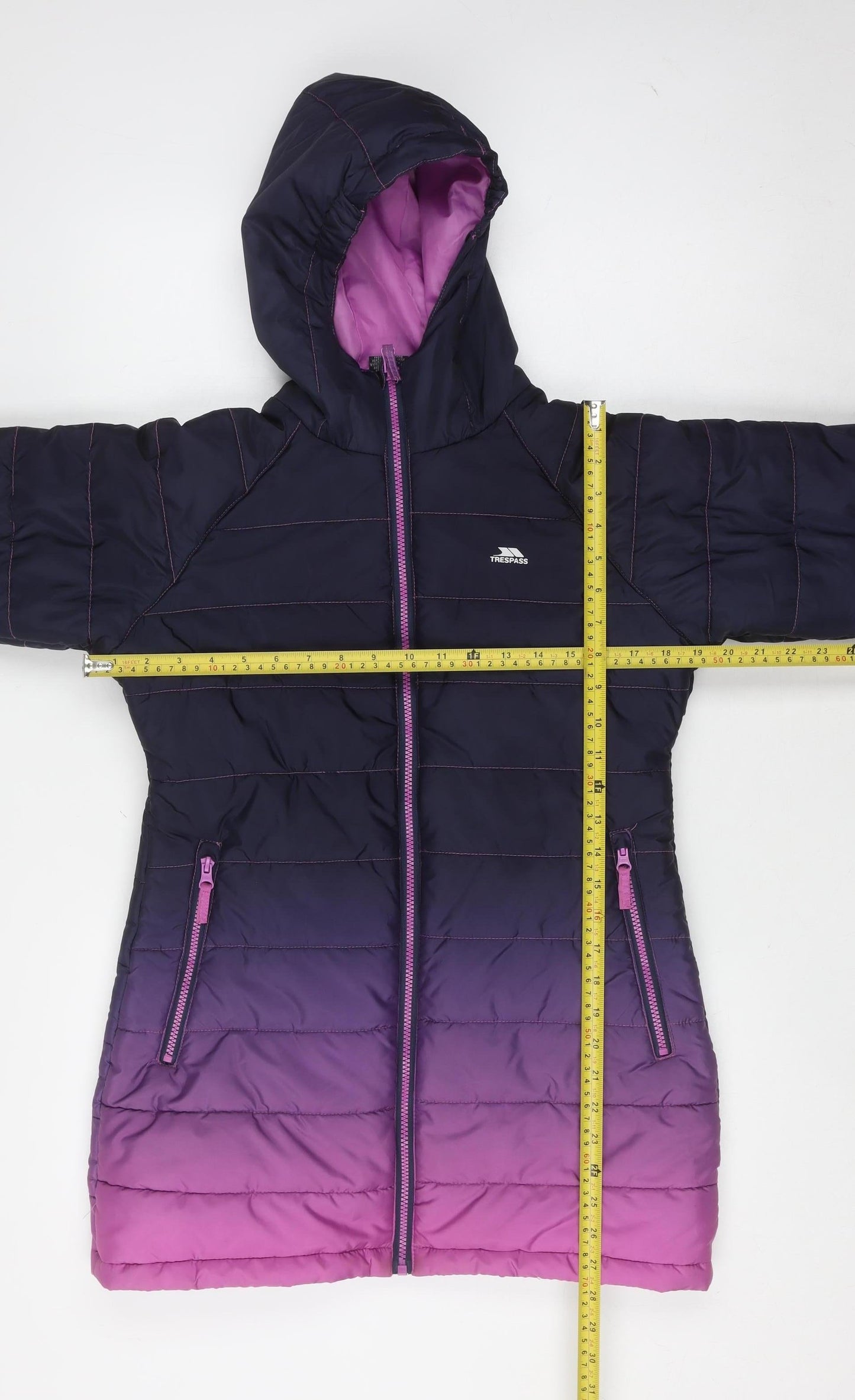 Trespass Girls Multicoloured Hooded Puffer Jacket 11-12 Years Mid-Length Zip
