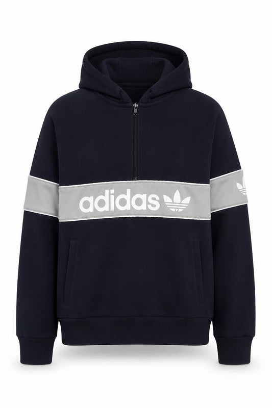 Adidas Womens Navy & Grey Full Zip Hoodie Size 14 Hooded Sweatshirt