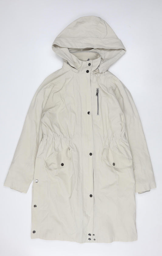 Mint Velvet Women Beige Long Parka Coat Hooded Size S