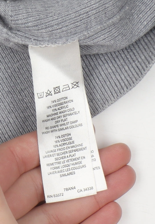 French Connection Women's Grey Beaded Boat Neck Jumper M