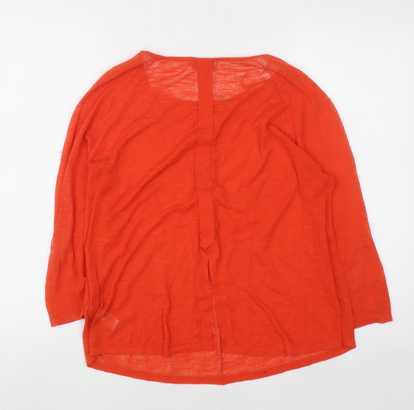 Monsoon Women's Orange Knit 3/4 Sleeve Pullover Jumper Size S