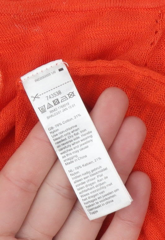 Monsoon Women's Orange Knit 3/4 Sleeve Pullover Jumper Size S