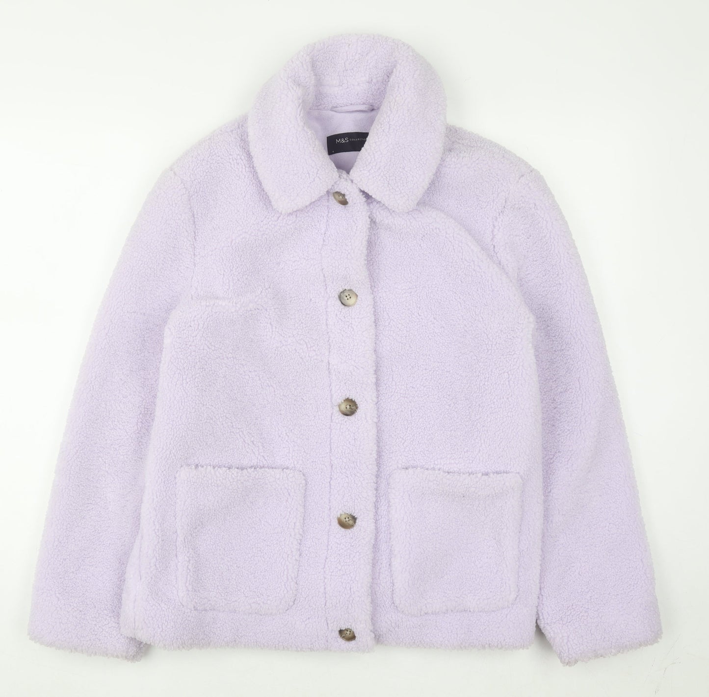 Marks and Spencer Women’s Lilac Fleece Button Jacket Size 8
