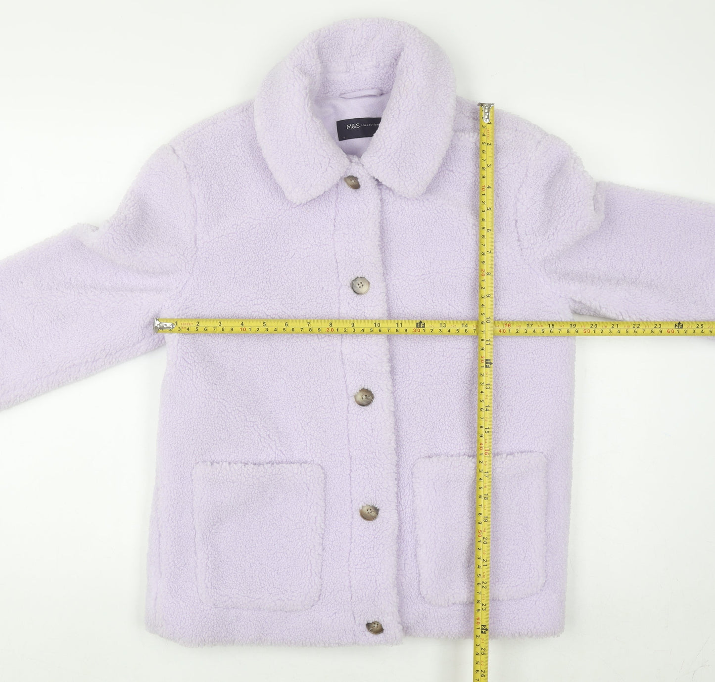 Marks and Spencer Women’s Lilac Fleece Button Jacket Size 8