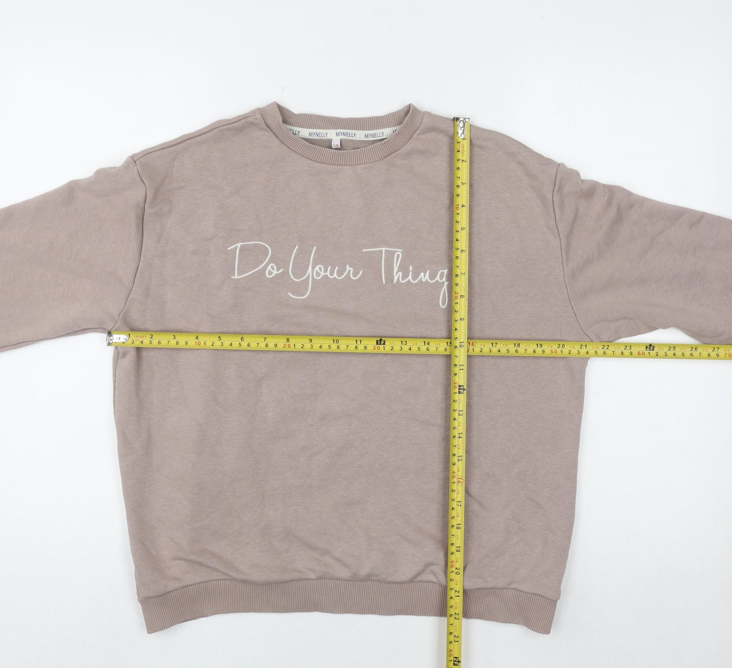 MYNELLY Women’s Beige Pullover Sweatshirt S/M Do Your Thing Graphic