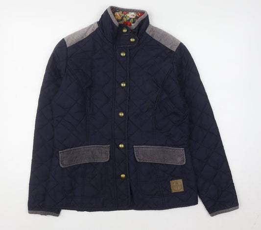 Harvey & Jones Women's Blue Quilted Mid-Length Jacket Size 10