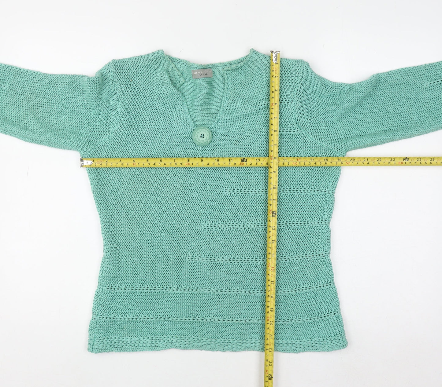 Marks and Spencer Per Una Women's Green V-Neck Knit Jumper Size M