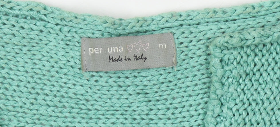 Marks and Spencer Per Una Women's Green V-Neck Knit Jumper Size M