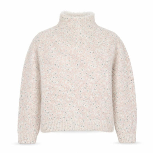 Next Women Pink Polka Dot High Neck Chunky Knit Jumper Size 10