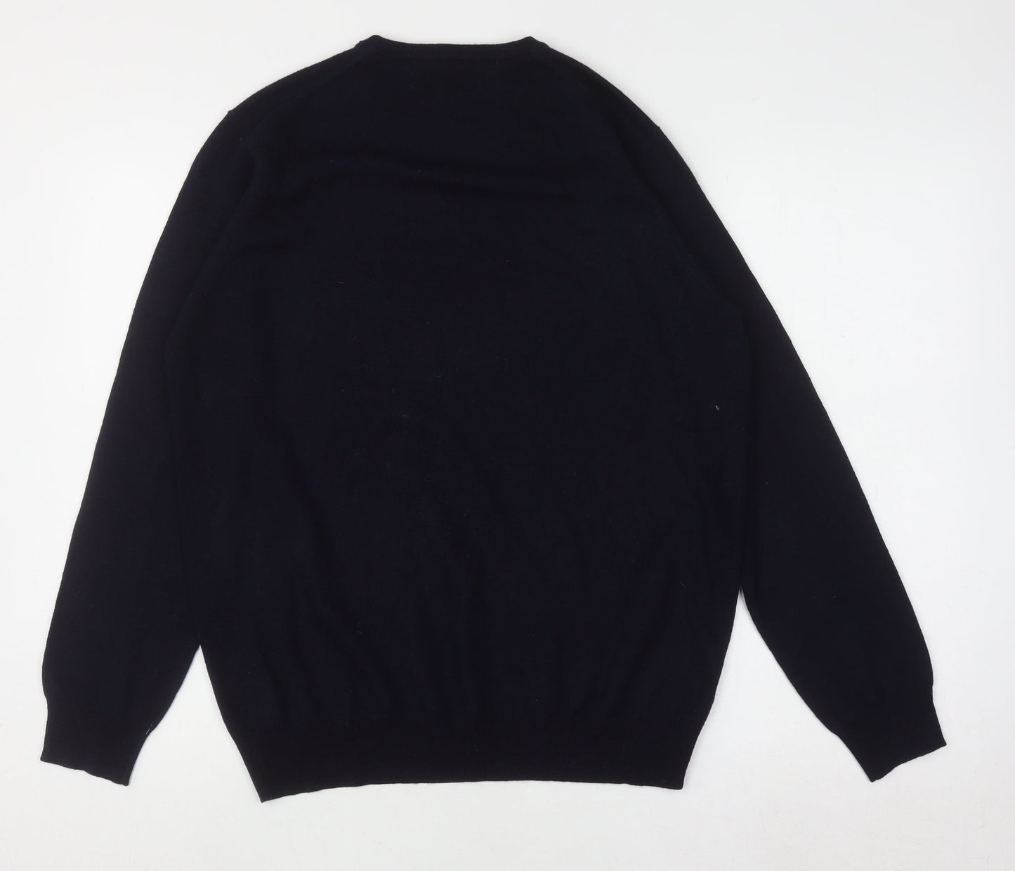 Guide London Men's Blue Wool Crew Neck Jumper Size L