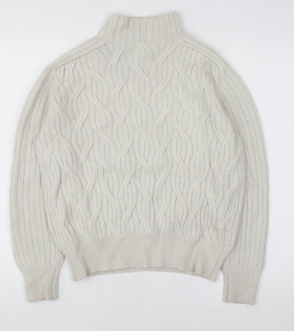 Additional front view of Linea Women’s Ivory Cable Knit Mock Neck Jumper, size UK 10