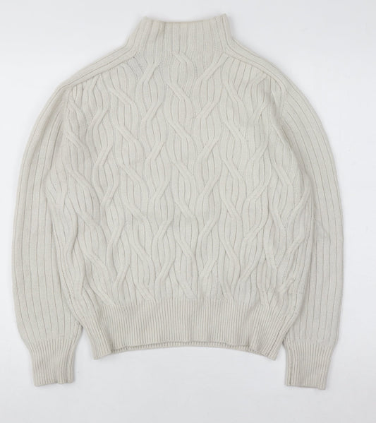 Linea Women’s Ivory Cable Knit Mock Neck Jumper Size 10