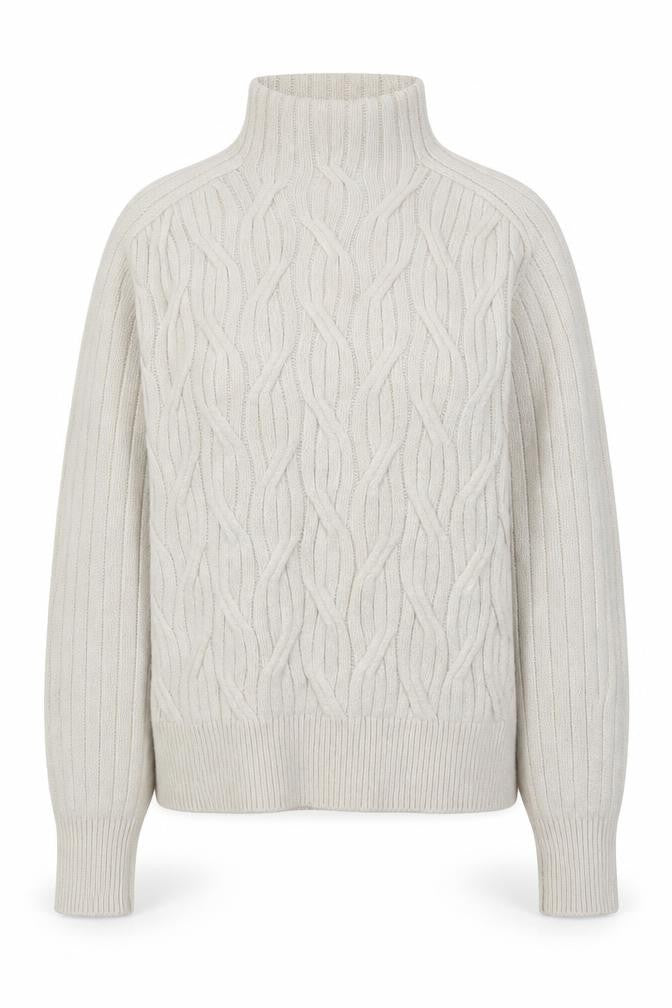 Linea Women’s Ivory Cable Knit Mock Neck Jumper Size 10