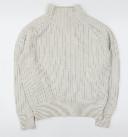 Close-up detail of Linea Women’s Ivory Cable Knit Mock Neck Jumper, size UK 10