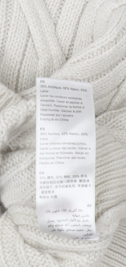Linea Women’s Ivory Cable Knit Mock Neck Jumper Size 10