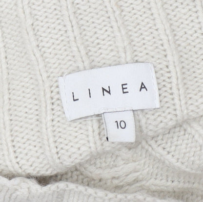 Additional view of Linea Women’s Ivory Cable Knit Mock Neck Jumper, size UK 10