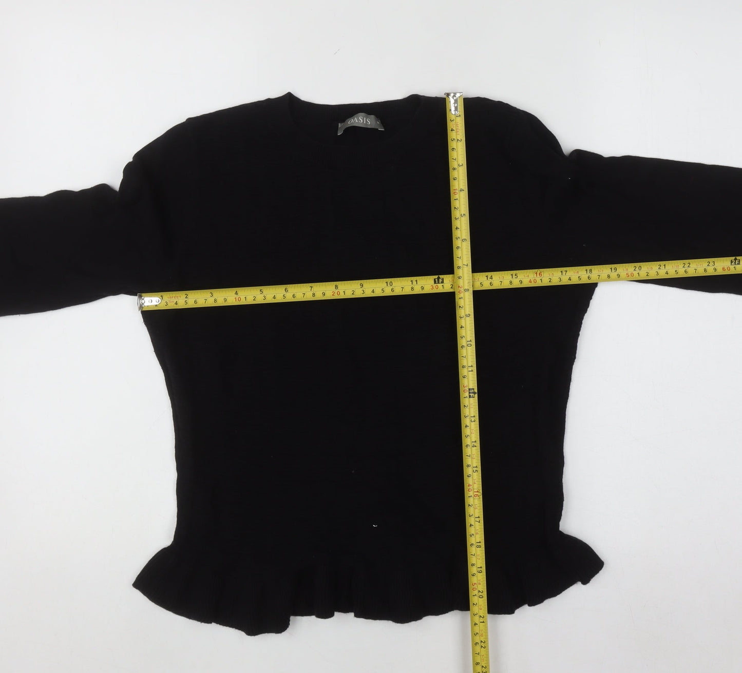 Oasis Womens Black Cotton Blend Crew Neck Long Sleeve Jumper Size M